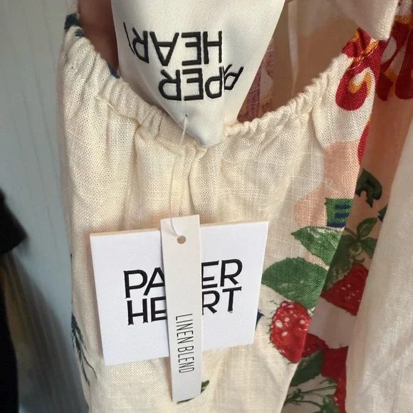 Anthropologie White Linen Blend Maxi Dress with Fruit Print Size L - Picture 3 of 7